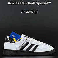 Мужские демисезонные кроссовки Adidas Handball Spezial (белые) стильные повседневные кроссы 12042 Адидас