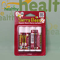 Органічні бальзами для губ з ароматом чорної вишні, Sierra Bees, 4 шт. в упаковці по 4,25 г кожний