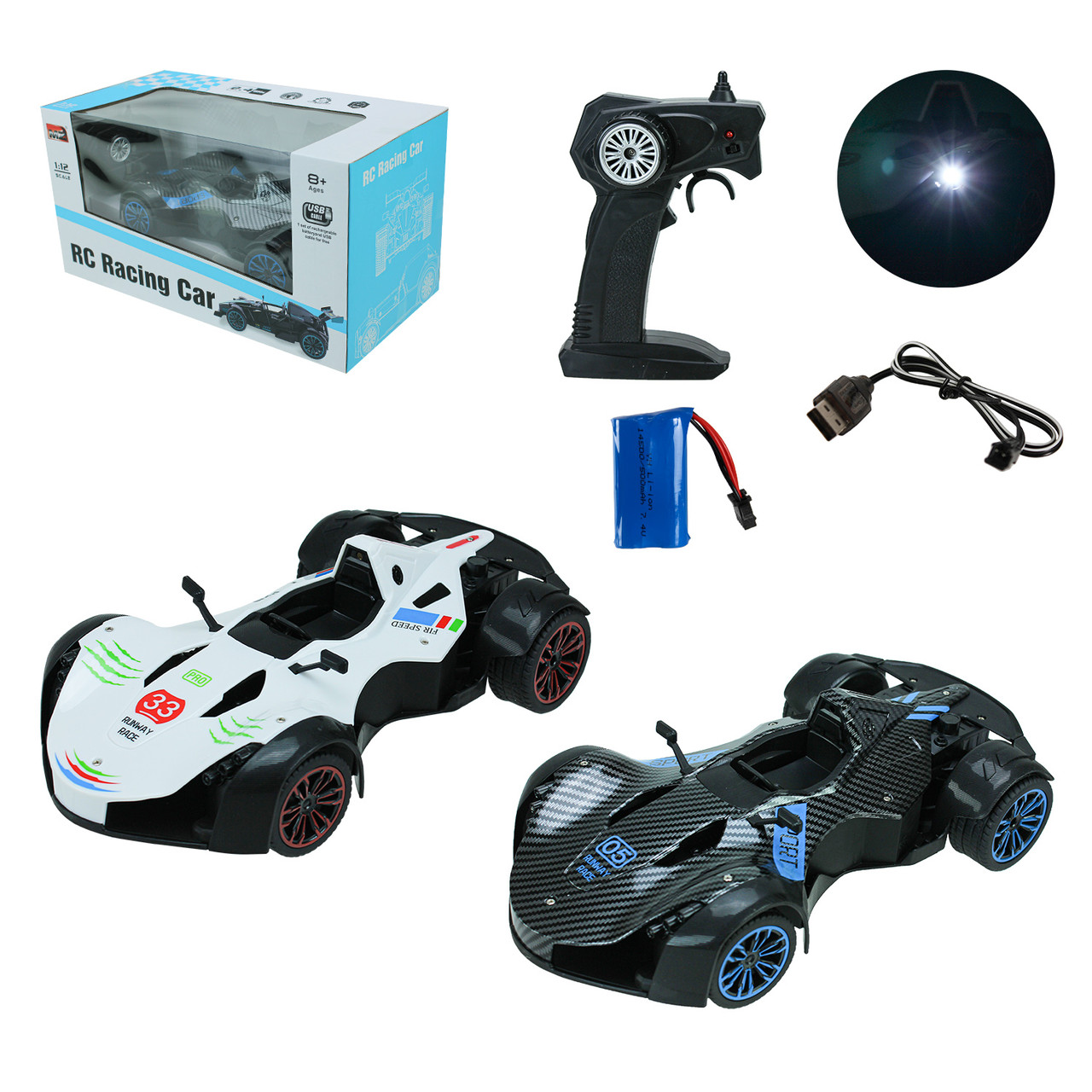 Спортивна Машина на радіокеруванні 1:12 (2 кольори, акумулятор, підсвічування, у коробці) YY2041, фото 1