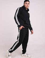 Чоловічий спортивний костюм Adidas з лампасами, Адідас чорний демісезонний комплект