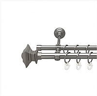 Карниз кований для штор подвійний хром Верді 16мм діаметр гладка комплект