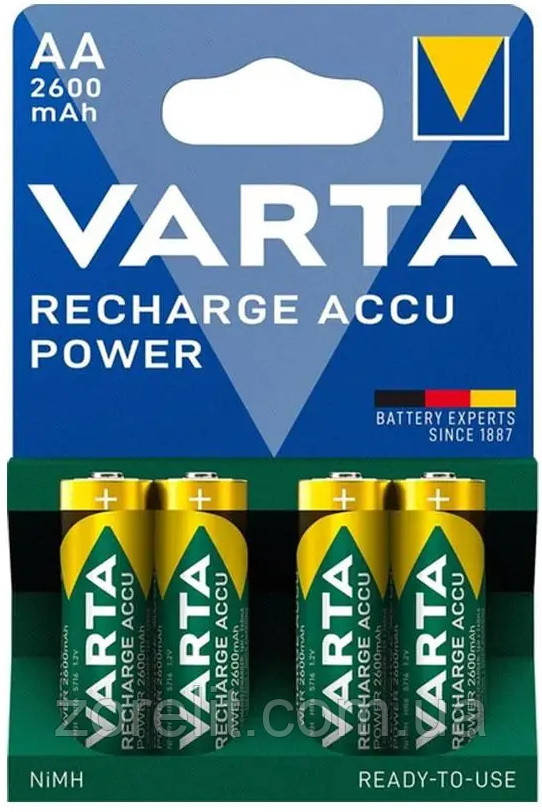 Акумулятор Varta HR06 AA 2600mAh Ni-MH, блістер 4 шт, фото 1