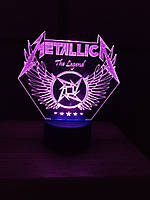 3d-светильник Металлика Metallica, 3д-ночник, несколько подсветок (на bluetooth), подарок для рок музыканта