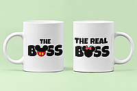 Парные чашки кружки Boss real boss Микки Маус для Влюбленных Белые 330 мл