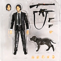 Фигурка Джон Вик с собакой. Игрушка John Wick с аксессуарами. Статуэтка Джона Уика 15 см