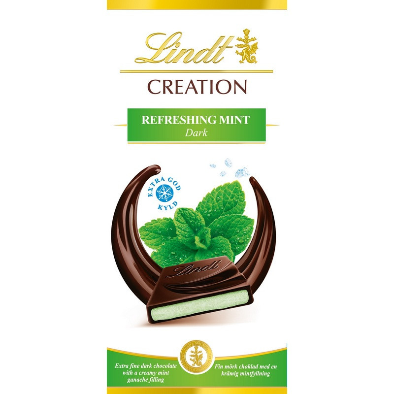 Шоколад Lindt Creation😍 з м'ятою Refreshing Mint 150 гр. Швейцарія, фото 1