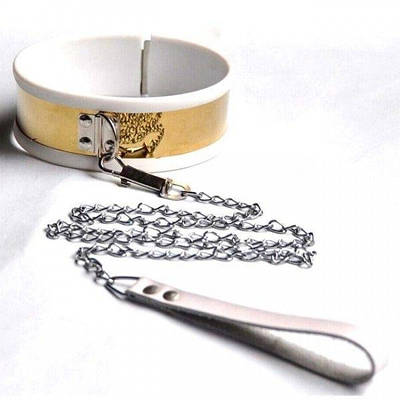 Нашийник в золотому кольорі з повідцем Steel Neck Collar Adjustable Talla