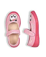 Детские туфли текстильные "Лодочка на липучке" Daria Панда розовый