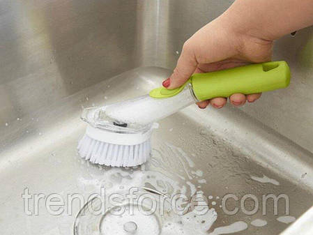 Багатофункціональна щітка з дозатором для чищення посуду Automatic Liquid Cleaning Brush 194501, фото 1