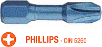 Насадка викруткова ударна USH Blue Shock : Philips PH2 x 30 мм Torsion, Уп. 5 шт.