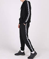 Чоловічий спортивний костюм Adidas з лампасами, Адідас чорний демісезонний комплект