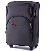 Дорожный средний текстильный чемодан 4 колеса цвет серый Wings чемодан М тканевый средний чемодан на колесах