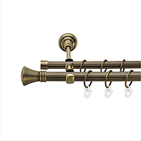 Карниз кований для штор подвійний антик Луксор Колозео 16мм рельєфний комплект