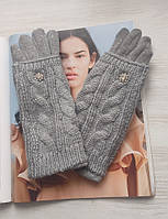 Теплі жіночі рукавички з дов'язом, сірі