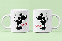 Парні чашки кружки Кохання Мікі Маус для Закоханих Білі 330 мл