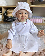 Нарядна сукня в рубчик для новонароджених дівчаток.Колір оливка 56 розмір. колір білий 74 розмір