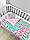 Комплект постільної білизни в коляску-ковдра 100 х 80см, простирадло+подушка Сердечки ясркаві з рожевим плюшем, фото 4
