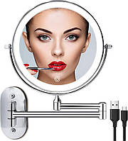 Настенное зеркало для макияжа с подсветкой Двухстороннее-1X/10X увеличивает 20 см