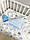 Комплект постільної білизни в коляску-ковдра 100 х 80см, простирадло+подушка - Морський з блакитним плюшем, фото 3