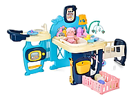 Игровой музыкальный набор для куклы-младенца HL-9 Игрушечная колыбельная с пупсом и аксессуарами Голубой