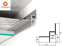Профиль теневого шва с лед подсветкой ПТШЛ-15/10 без покрытия (2500мм)