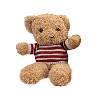 М'яка іграшка "Ведмедик в смугастій кофті" коричнева 25 см.