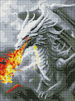 Алмазная мозаика без подрамника Огнедышащий дракон с АВ стразами 30х40см, слюда, ТМ Идейка, Украина