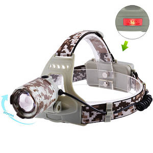 Ліхтар налобний 2130-T6, Military, 2x18650, ЗУ microUSB