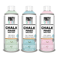 Краска-аэрозоль на водной основе Chalk-finish, бирюза светлая, 400 мл, PINTYPLUS