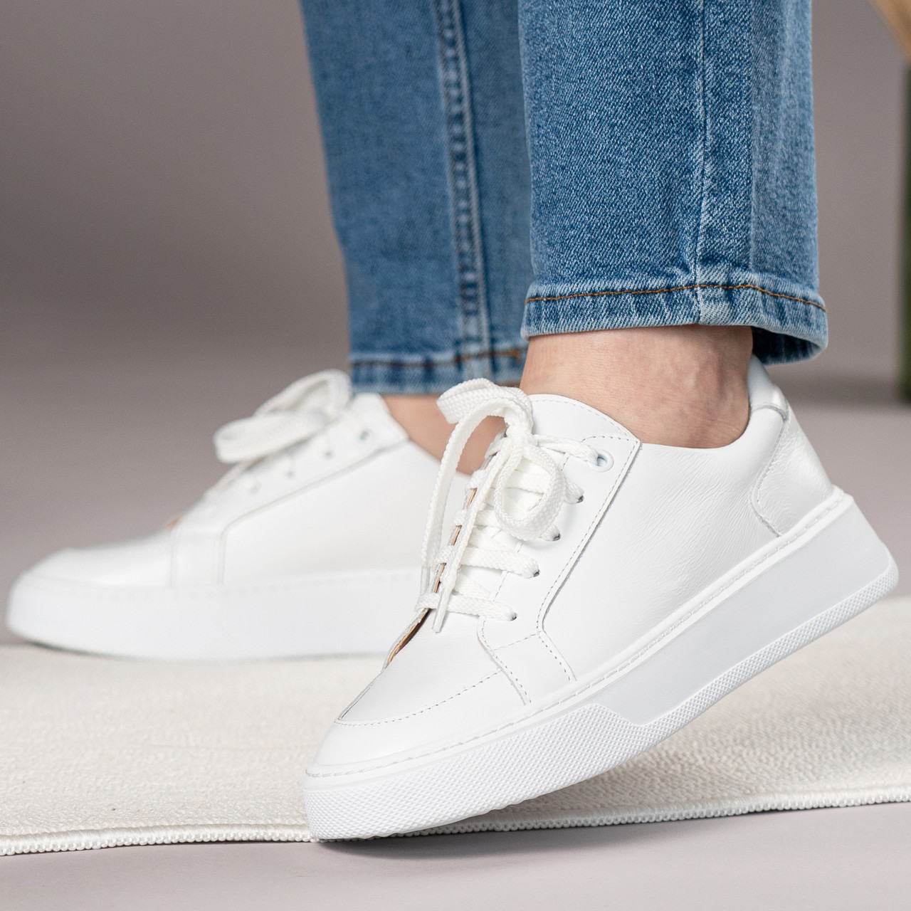 Кеди жіночі білі з натуральної шкіри