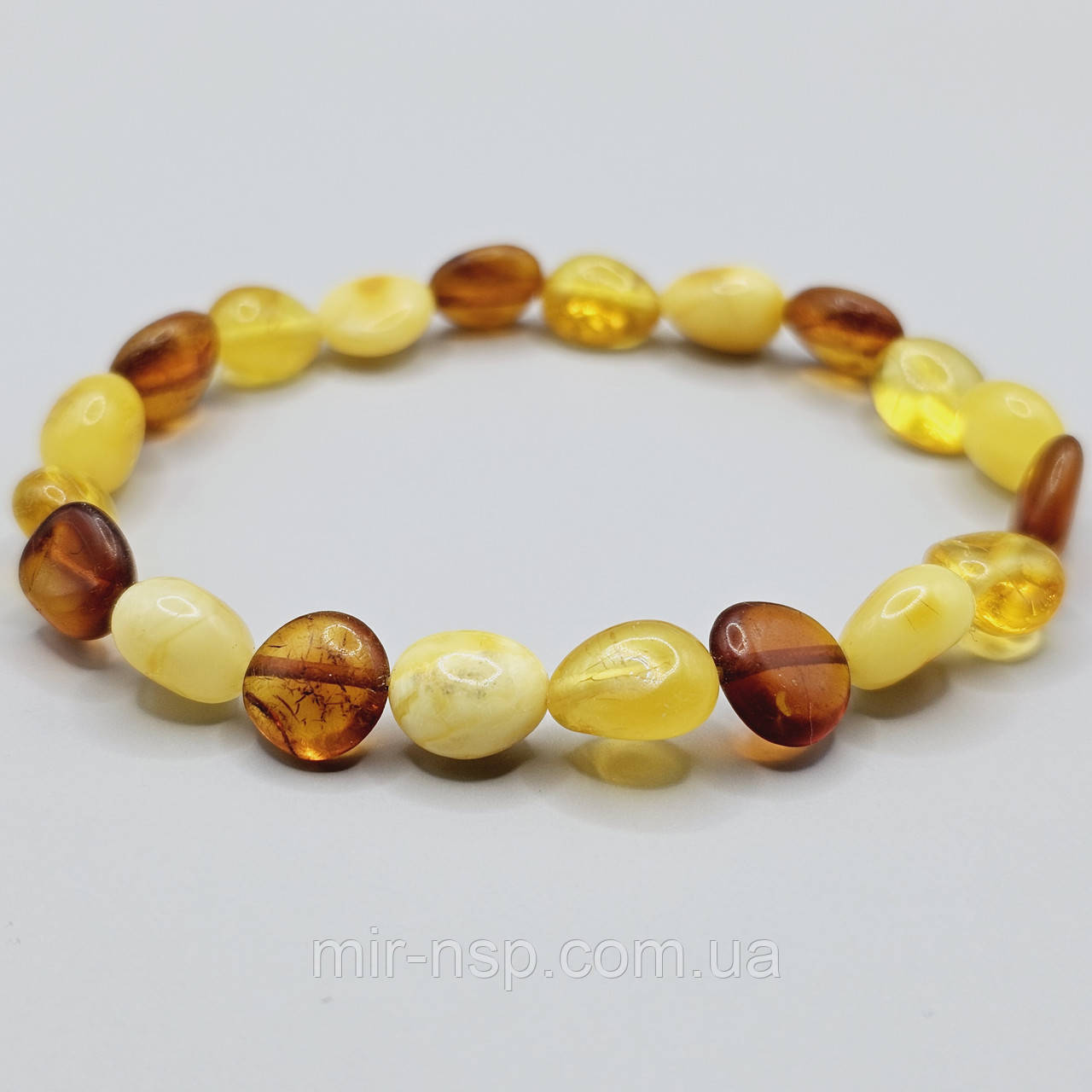Браслет 100% натуральний цілісний природній бурштин галтовка вага 6г, фото 1
