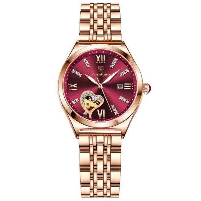 Женские кварцевые золотые часы Poedagar Present со стальным регулируемым ремешком - фото 3 - id-p2085786495