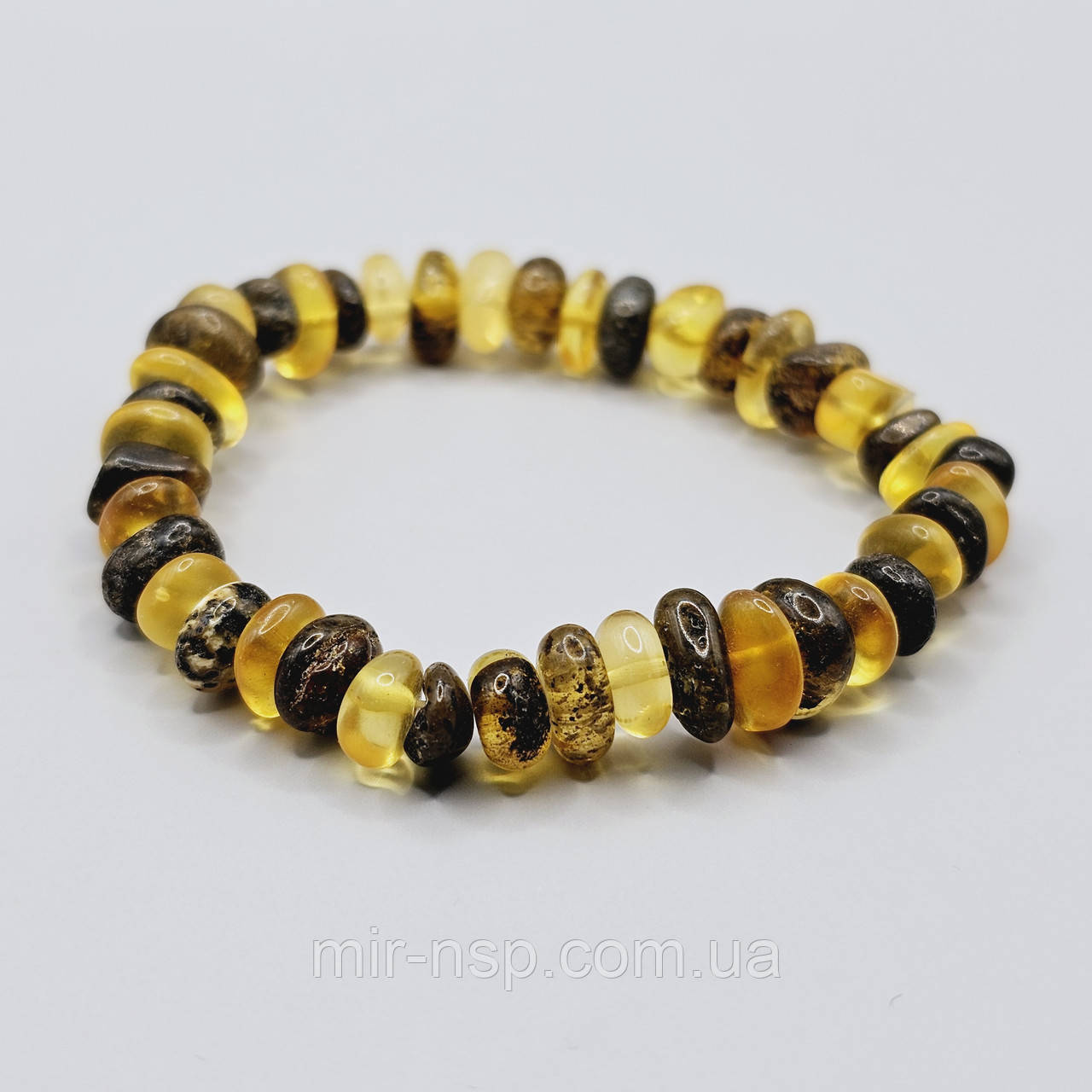 Браслет 100% натуральний цільний природний бурштин галтівка вага 8,5г, фото 1
