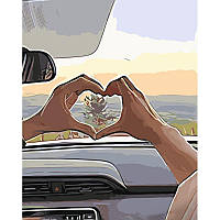 Картина по номерам Strateg Любовь в машине с лаком 40x50 см GS1217 GS1217 набор для росписи по цифрам