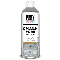 Краска-аэрозоль на водной основе Chalk-finish, Серый, 400 мл, PINTYPLUS