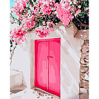 Картина по номерам Strateg Розовые двери с лаком 40x50 см GS1313 GS1313 набор для росписи по цифрам
