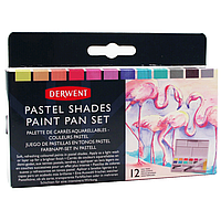 Набор Pastel Shades Paint Pan 12 цветов + кисть с резервуаром Derwent