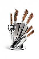 Набор ножей из нержавеющей стали Edenberg 9 предметов с вращающейся подставкой ПОД ДЕРЕВО (EB-913)
