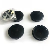 Колпачки заглушки литых дисков на авто "Volkswagen" 60/55ММ черный хром пластик 4шт