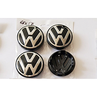 Колпачки заглушки литых дисков на авто "Volkswagen" 65/57ММ черный хром пластик 4шт