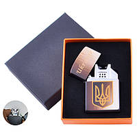 Электроимпульсная USB зажигалка принт Ukraine HL146 перекрестная молния коричневая