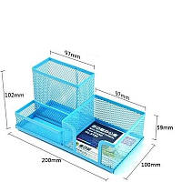 Настільна підставка органайзер металева на 3 відділення Блакитна / Рожева DSCN2080