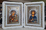 Ікони парапасів Іверська божа мати в білому дерев'яному фігурному кіоті під склом, розмір 39*29, сюжет 20*30, фото 3