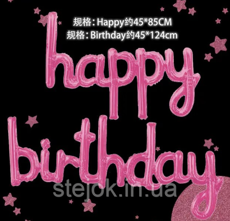 Набір куль "Happy Birthday" злитий малинова