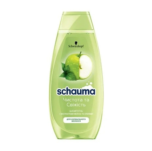 Шампунь Schauma Чистота та свіжість, для нормального волосся, з екстрактом зеленого яблука та кропиви, 400 мл