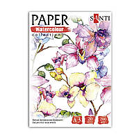 Набір паперу для акварелі SANTI Flowers, А3, Paper Watercolor Collection, 20 арк, 200