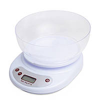 Весы кухонные электронные Kamille с чашей 21*16*11,4 см Белые (KM-7103)