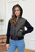 Куртка женская демисезонная стеганая с капюшоном черная 3496-01