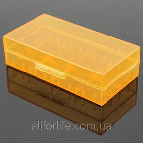 Пластиковий захисний переносний кейс бокс футляр контейнер коробка під 2 акумулятори 18650 Original помаранчевий, фото 2