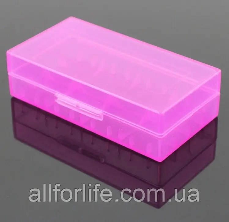 Пластиковий захисний переносний кейс бокс футляр контейнер коробка під 2 акумулятори 18650 Original рожевий